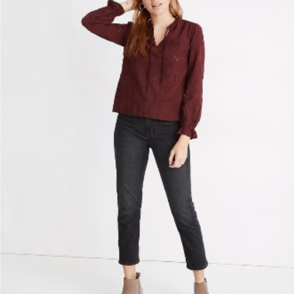 Madewell embroidered peasant top